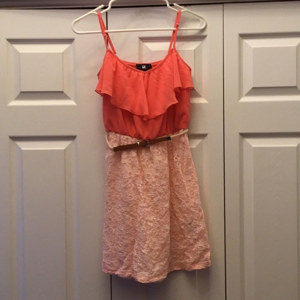 🔹Salmon & Lace Dress w/Rope Belt Junior’s XS